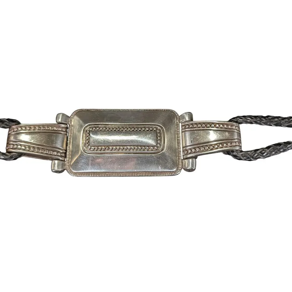 Vintage Olga Santini Genuine Leather Belt Silver Plaque Buckle Braided Size XL